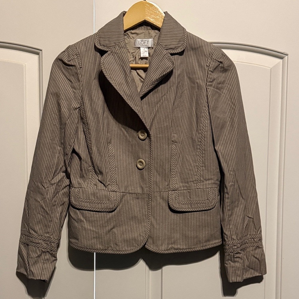 LOFT Taupe Pinstripe Women's Blazer